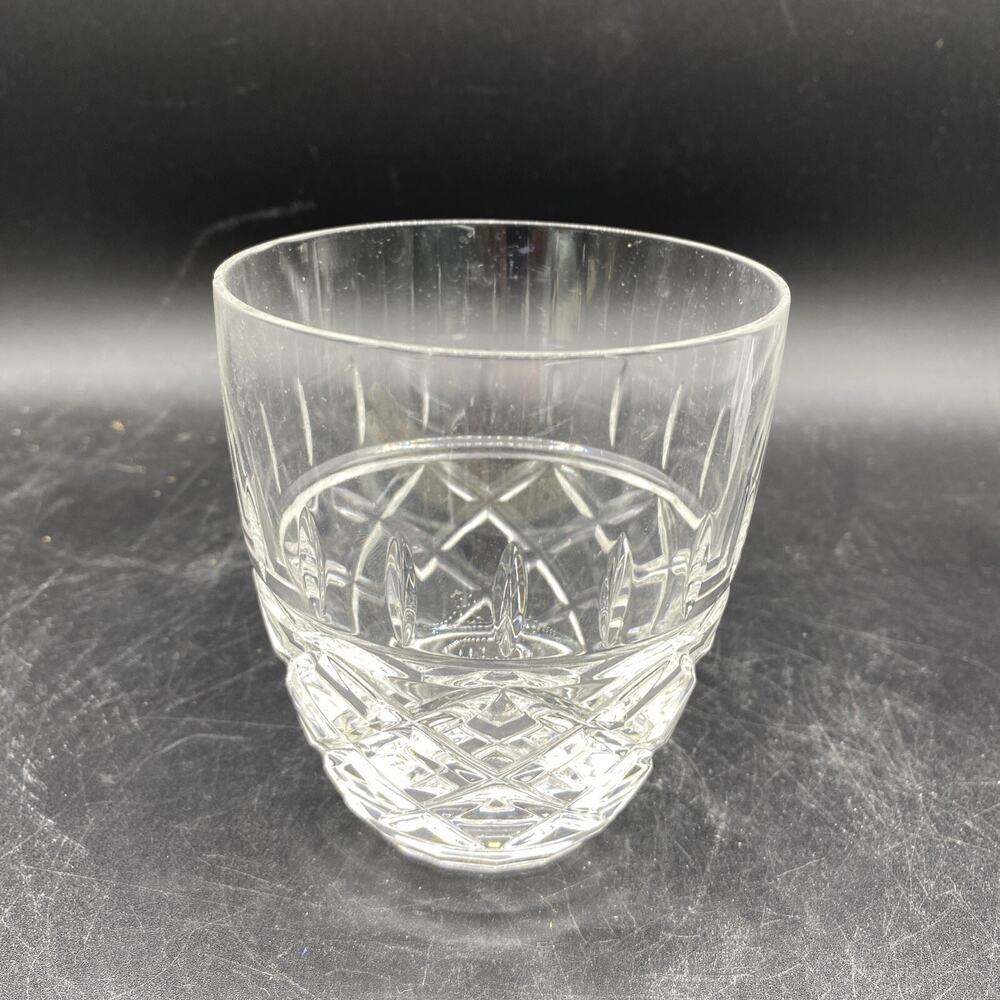 Double Old Fashioned Glass 4 1/4”Clear Polished Cut Glass Heavy Bottom - Picture 1 of 6